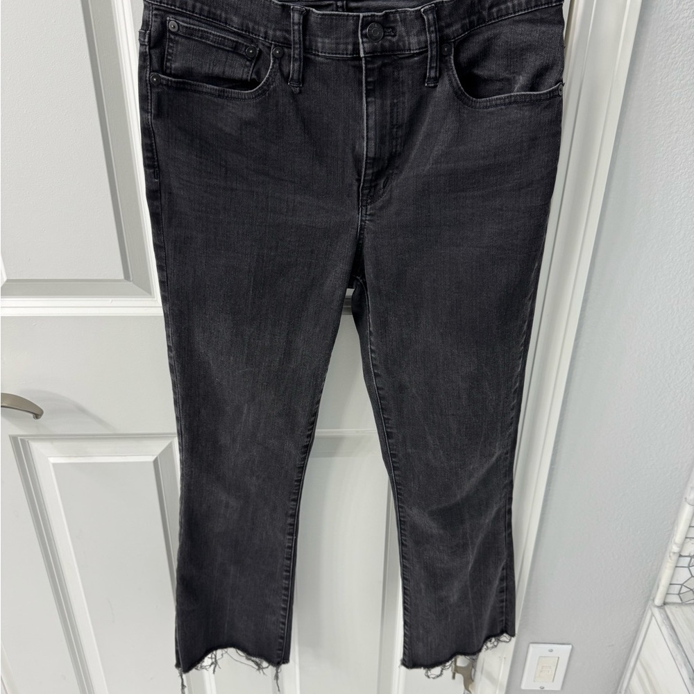 Madewell Charcoal Cropped Jeans with Frayed Hem Cali Demi-boot 30